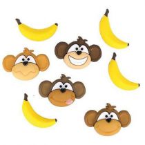 8 Boutons décoratifs \  Singes Bananes \ 