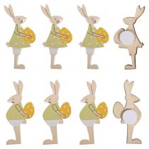 8 Lapins de Pques miniatures en bois - 4,5cm 