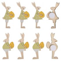 8 Lapins de Pâques miniatures en bois - 4,5cm 