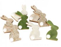 8 Lapins de Pâques miniatures en bois - 4cm x2,5cm
