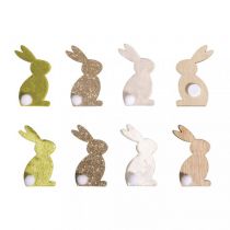 8 Lapins de Pâques miniatures en bois - 4cm x2,5cm