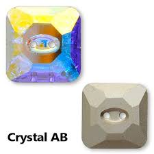 Bouton carr� 3017-12 mm Chrysolite Cristal Swarovski x1