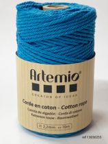 Corde en coton Bleu cyan diam: 2,2mm Artémio