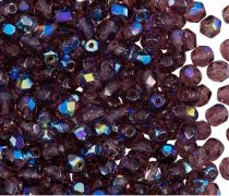 Facettes 4 mm Light Amethyst AB x50, violet clair iris&eacute;