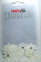 Fleurs blanc/ivoire avec strass - 33 pices