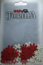 Fleurs blanc/rouge avec strass - 33 pices