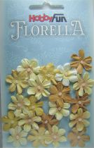Fleurs dgrad beige/marron avec demi-perle - 20 pices