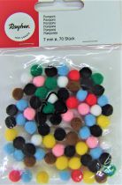 Mini Pompons Ø 7mm- 70 pièces assortis