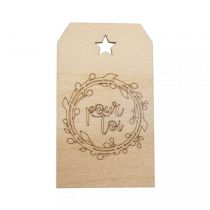 Pendentif Etiquette motif couronne en bois pour toi bois olivier 