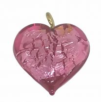 Perle de Murano pendentif coeur rose x1