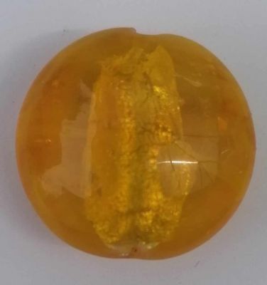 perle en verre orange clair / feuille d\'argent 20mm x1