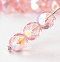 Perle facette 6mm Rose clair AB x10