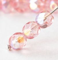 Perle facette 6mm Rose clair AB x10