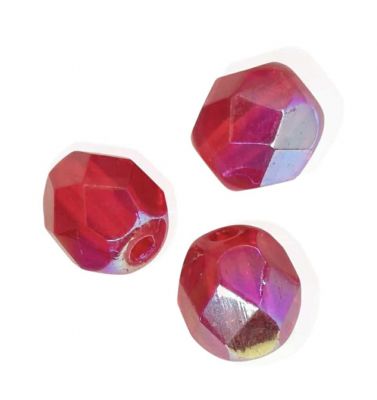 Perle facette 6mm Rouge AB - Siam AB x10