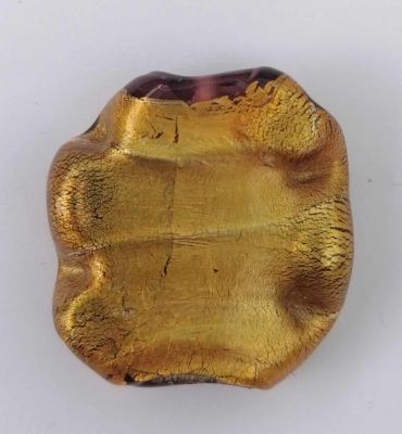 Perle galet feuille d\'argent Topaz fonc� 25mm