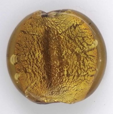 Perle galet feuille d\'argent Topaz fonc� 35mm