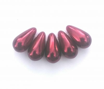 Perle goutte nacr�e grenat x10