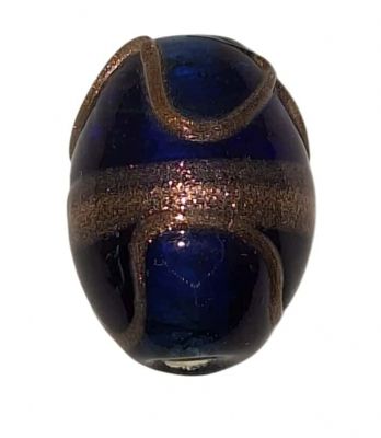 Perle indienne forme olive bleu marine 18x13mm x1
