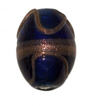 Perle indienne forme olive bleu marine 18x13mm x1