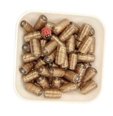 Perle indienne forme tube poudr� dor� 21x11mm x1