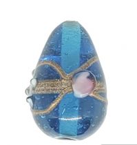 Perle indienne poire - goutte Bleu Roi 20mm 