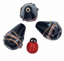 Perle indienne poire - goutte noire 20mm x1