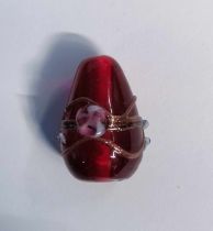 Perle indienne poire - goutte rouge 20mm 