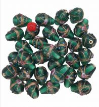 Perle indienne poire - goutte vert emeraude 20mm x1