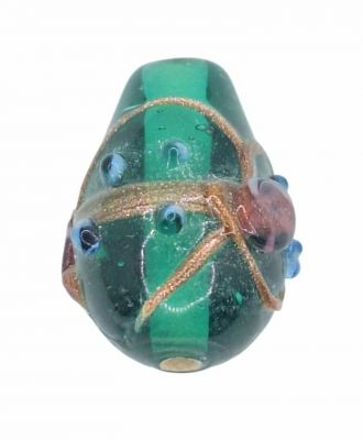 Perle indienne poire - goutte vert emeraude 20mm x1