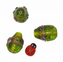 Perle indienne poire - goutte vert olivine 20mm x1
