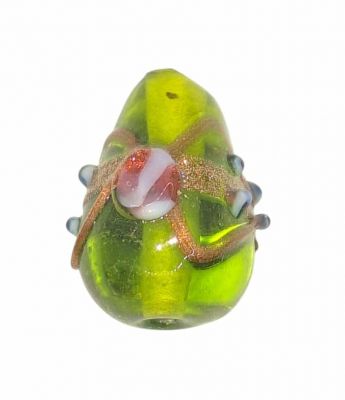 Perle indienne poire - goutte vert olivine 20mm x1