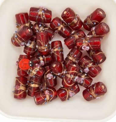 Perle indienne rectangle rouge 20mm x1