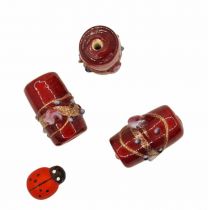 Perle indienne rectangle rouge 20mm x20