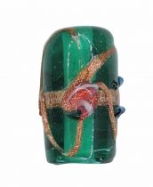 Perle indienne rectangle vert emeraude 20mm x1