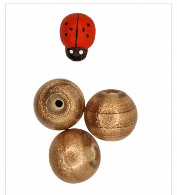 Perle indienne ronde poudr� dor� 12mm x1