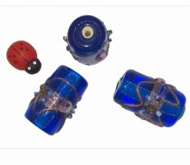 Perle indienne tube capri blue 20mm x1