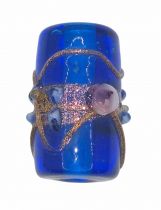 Perle indienne tube capri blue 20mm x1