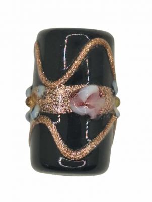 Perle indienne tube Noir 20mm x1
