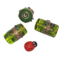 Perle indienne tube vert olivine 20mm x1