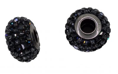 Perle Pav� Swarovski BeCharmed crystal silver night  � compatible bracelet type Pandora