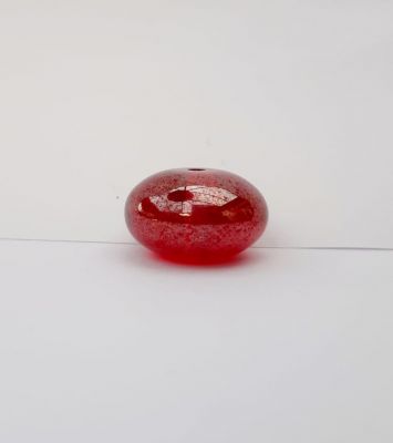 Perle plate ronde rouge poudr�e 10x17mm x1
