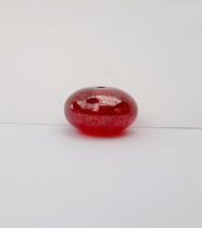 Perle plate ronde rouge poudrée 10x17mm x1