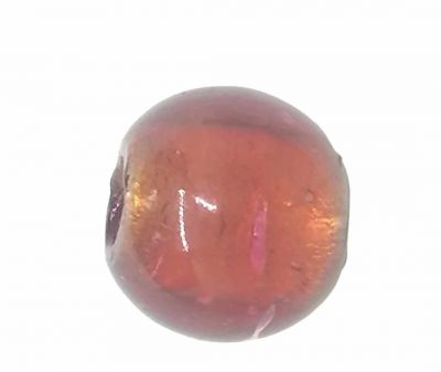 Perle ronde feuille d\'argent Rose orang� 20mm x1