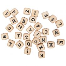 Perles Alphabet en bois carré 60 lettres