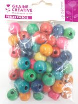 Perles en bois multicolore Ø 20 mm x50