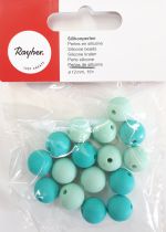 Perles en silicone ronde vert menthe  12 mm x16