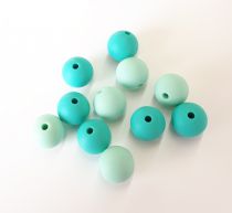 Perles en silicone ronde vert menthe Ø 12 mm x16