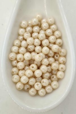 Perles en verre beige lustr� 4, 6 ou 8mm