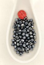Perles facettes 4mm Jet Hematite x50