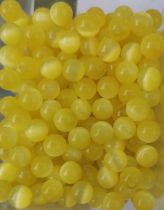 Perles oeil de chat 6mm jaune x10